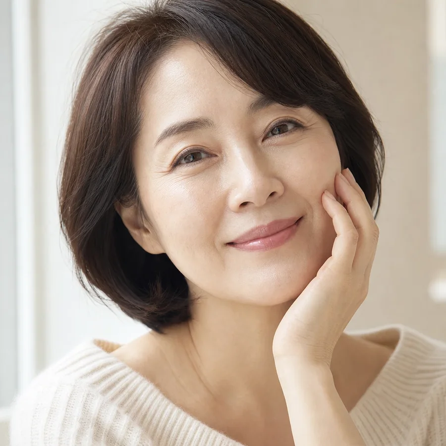 맑고 건강한 피부의 50대 여성